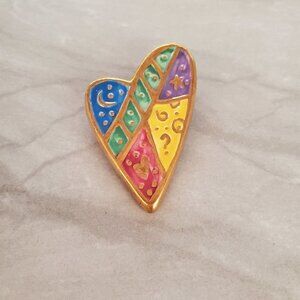 ✨ Vintage 1980s 80s Abbey Press Blue Green Yellow Moon Stars Brooch ✨